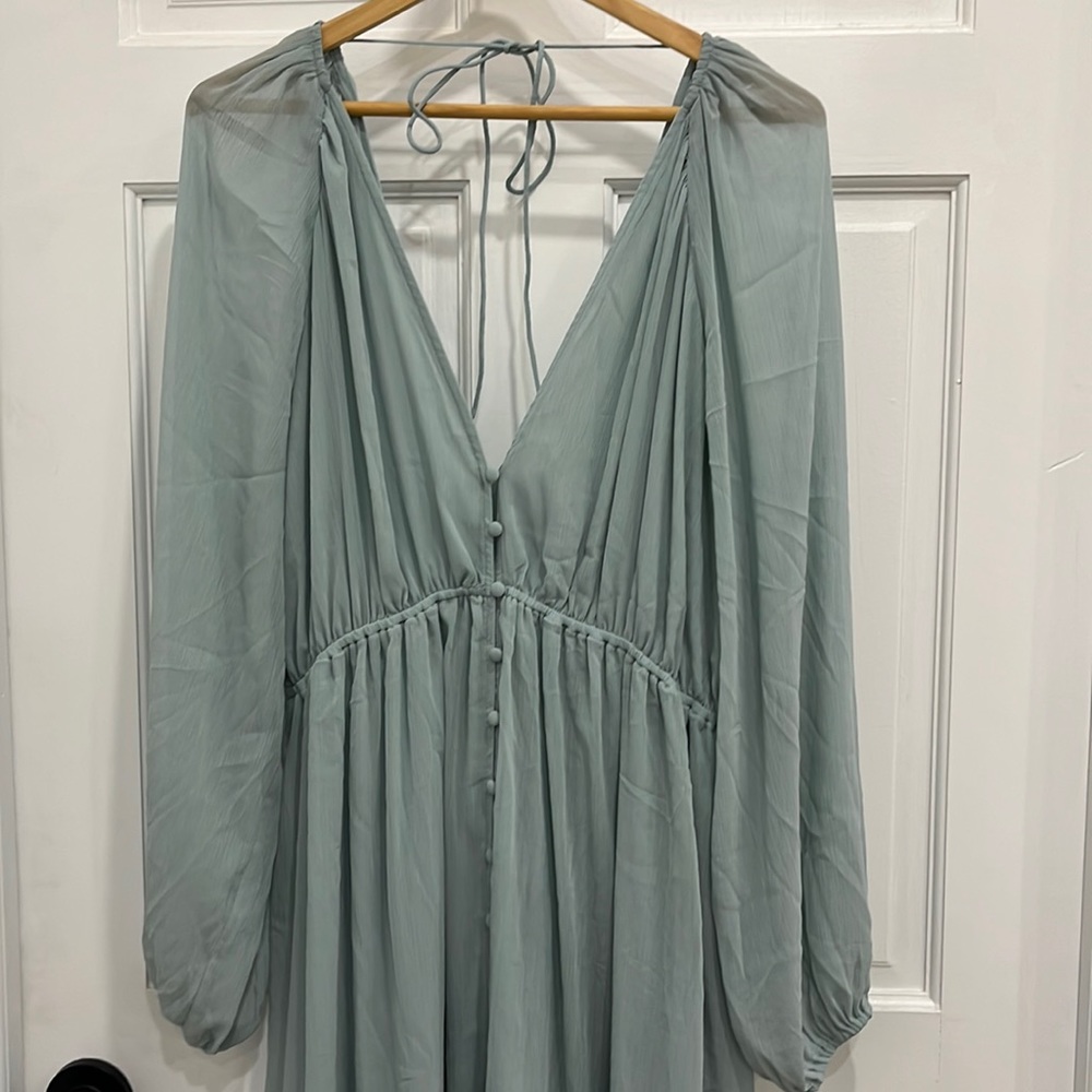 NWT. Ethereal Chiffon Light Teal Color Dress from H&M. Sz M.